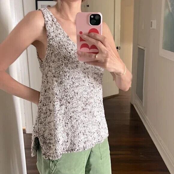 Anthropologie Moth Sleeveless V Neck Sweater Vest P XXS Cotton Boho Classic - Picture 2 of 9